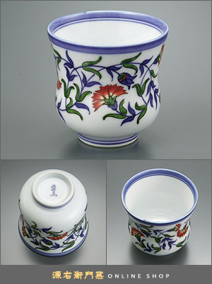 Tinte y piedra, diseño de bambú y flores (taza de té)