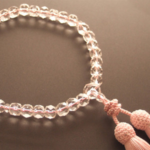 Rosario de un solo anillo para mujer (cuentas de oración) con cristal tallado genuino y borla rosa