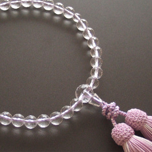 Rosario de un solo anillo para mujer (cuentas de oración) con 128 facetas de cristal genuino y borla morada