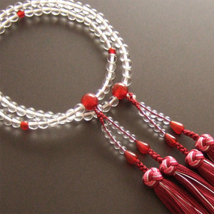 Rosario de dos ruedas para mujer elaborado con ágata de cristal auténtica y borla de flores de plata