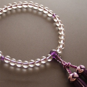 Rosario de un solo anillo para mujer (cuentas de oración) elaborado con amatista genuina y borla cosida en plata.