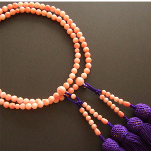 Rosario de dos ruedas para mujer (Nenju) Coral de aguas profundas, borla morada