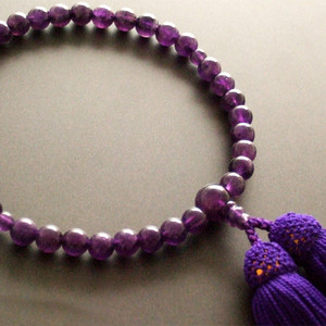 Rosario de un solo anillo para mujer con borla morada y amatista