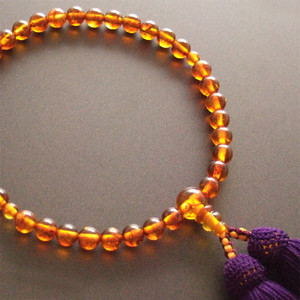 Rosario de un solo anillo para mujer (cuentas de oración) con borlas de color ámbar y morado oscuro