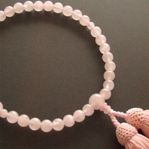 Rosario de un solo anillo para mujer (cuentas de oración) con borla rosa claro y cristal rojo