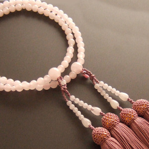 Rosario de dos ruedas para mujer con cuentas redondas de cristal rojo y borlas de color cereza de color ceniza