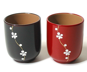 [Vajilla] Tazas de té altas para pareja, ciruela, tamari y bermellón