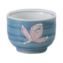[Vajilla] Copa de sake, diseno de orquidea gotica, azul, ceramica Mino