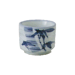 [Vajilla] Copa de sake, bambu tenido antiguo, blanco, ceramica Mino