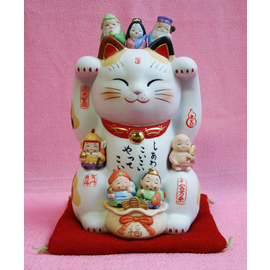 [Arte popular] Maneki-Neko colorido de los siete dioses de la suerte (blanco n.° 9)