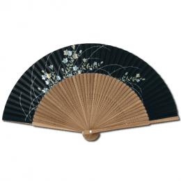Abanico de señora de alta calidad, talla mediana de madera china, pieza corta grande, flor de campanilla