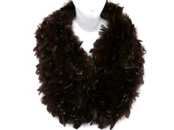 [Chal kimono] Estola de plumas de cisne de colores, marrón