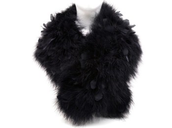 [Chal kimono] Chal de plumas de cisne de colores, negro