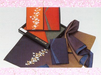 Tejido Kanoko (3P) Juego de 3 furoshiki y fukusa teñidos por ambos lados
