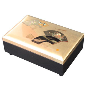 Joyero con caja de musica de papel de aluminio Kanazawa "Elegante cara de abanico"