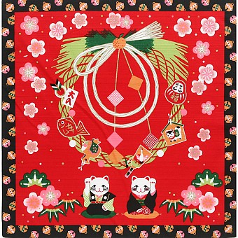 Pano furoshiki de algodon pequeno, pano Shikisai, Ano Nuevo