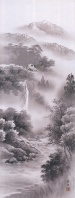 [Impresión] Pergamino colgante de Keishu Nagae, "Yukei Saisen (Paisaje en tinta)"