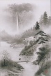 [Impresión] Pergamino colgante de Shuka Uemura "Montañas y ríos que añoran el hogar (paisaje en tinta)"