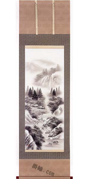 Pergamino colgante «Paisaje de tinta» de Yasuaki Wada