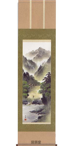 Pergamino colgante de Nakayama Setsuson, "Nostalgia del hogar (paisaje colorido)"