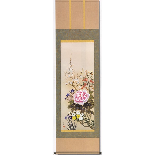 [Impresión] Pergamino colgante "Flores de las cuatro estaciones" de Ayumu Kitayama