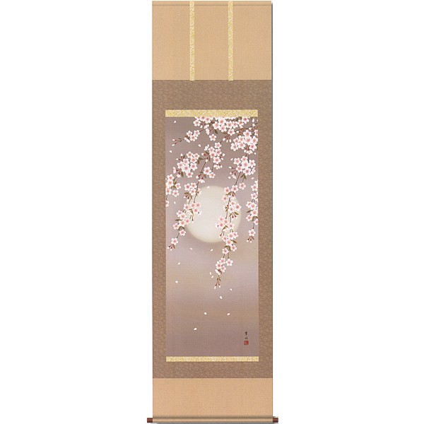 [Impresión] Pergamino colgante de Ogata Hasuibuki "Flores de cerezo en la noche" Pergamino colgante de temporada (primavera)