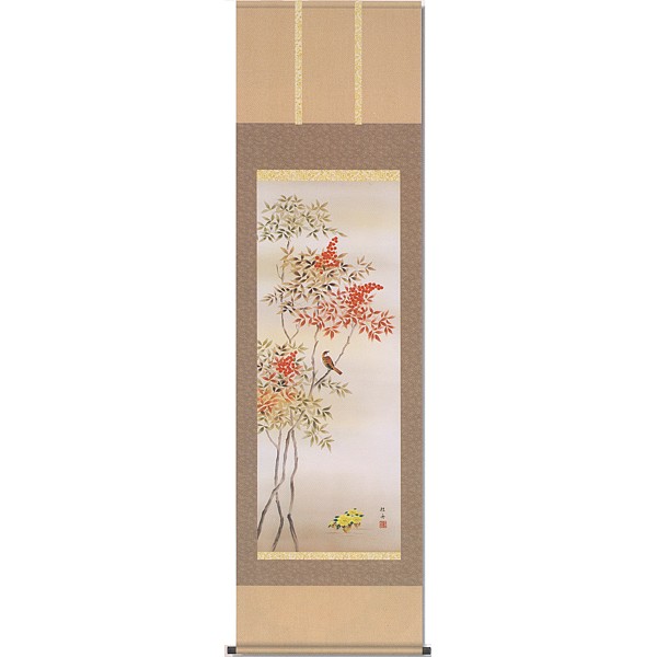 [Impresión] Pergamino colgante de Keishu Nagae "Nandina Fukuju" Pergamino colgante de temporada (invierno)