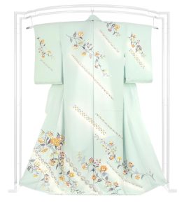 Kimono de visita Yuzen de seda pura especialmente seleccionado y procesado a mano "chintz de flores occidentales"
