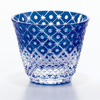 Edo Kiriko "Taza de sake abierta con dos estrellas" Azul