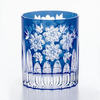 Edo Kiriko "Sakura de cristal antiguo" azul