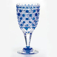 Cesta octogonal de tejido de vino Kaiseki de Edo Kiriko, color azul