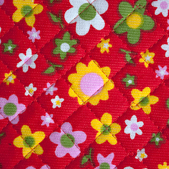 Edredón de pana (estampado floral rojo)
