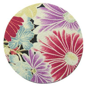 Posavasos Chirimen/Crisantemo (Negro)