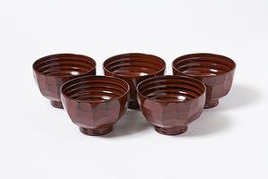 Cuenco para sopa, superficie de agua (Minamo), rojo