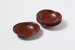 Bandeja de té, marca de espada ovalada de 5 × 4,5 pulgadas, pintada en bermellón